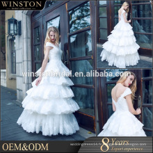 Haute qualité dernière robe matelassée couverte bouton guangzhou robe de mariée parfaite